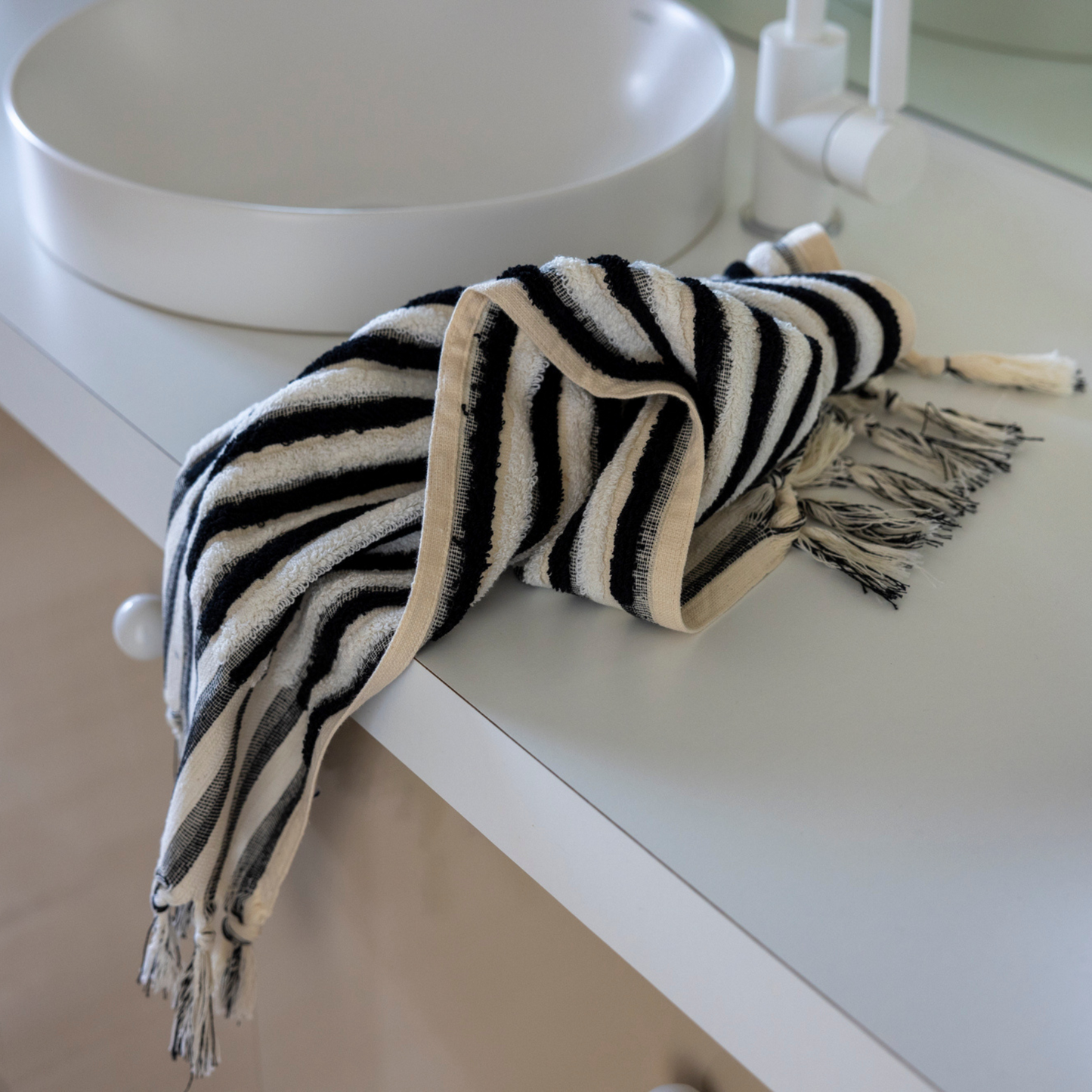 Ink & Cream Stripe Hand Towel