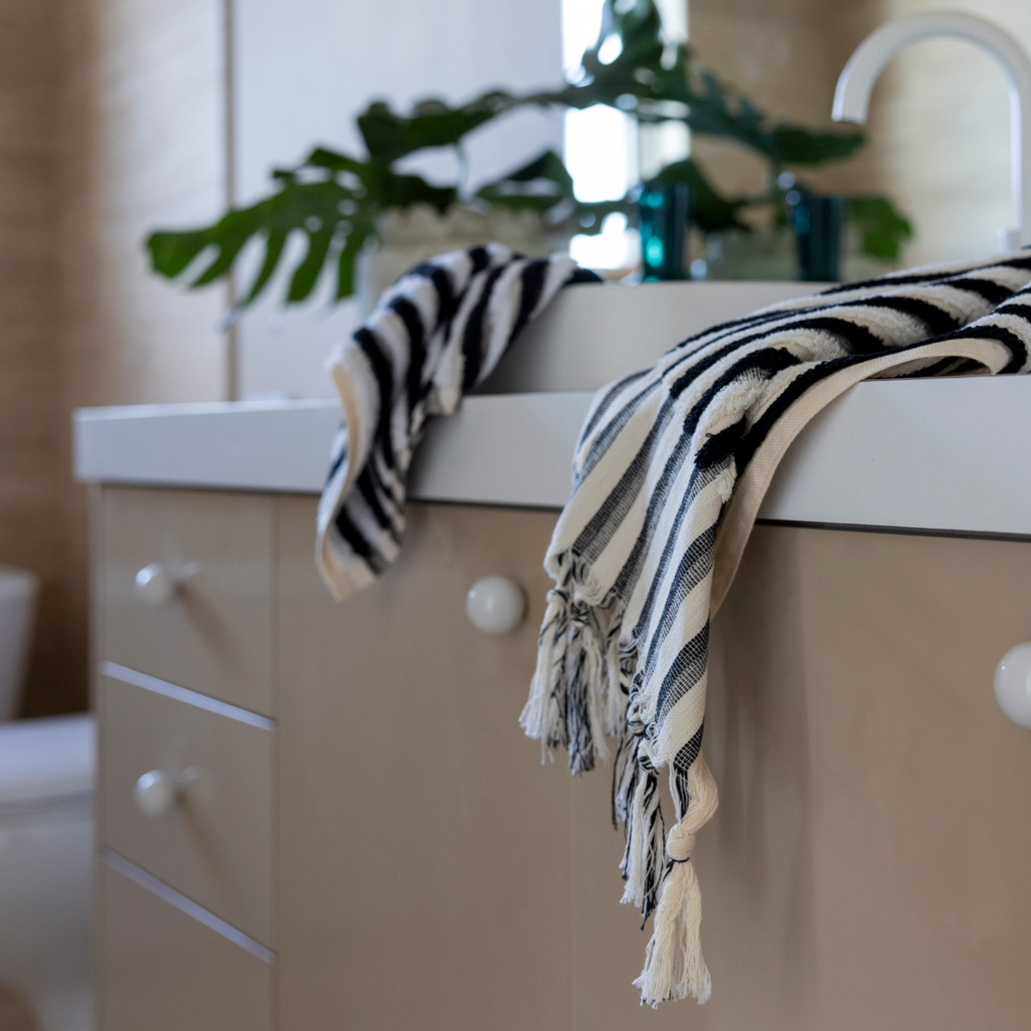 Ink & Cream Stripe Hand Towel