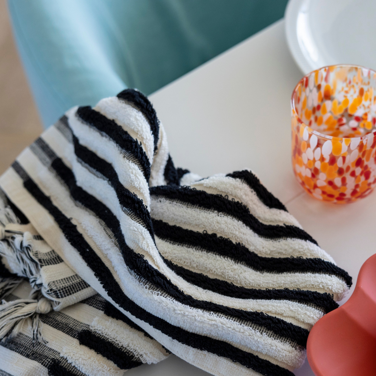 Ink & Cream Stripe Hand Towel