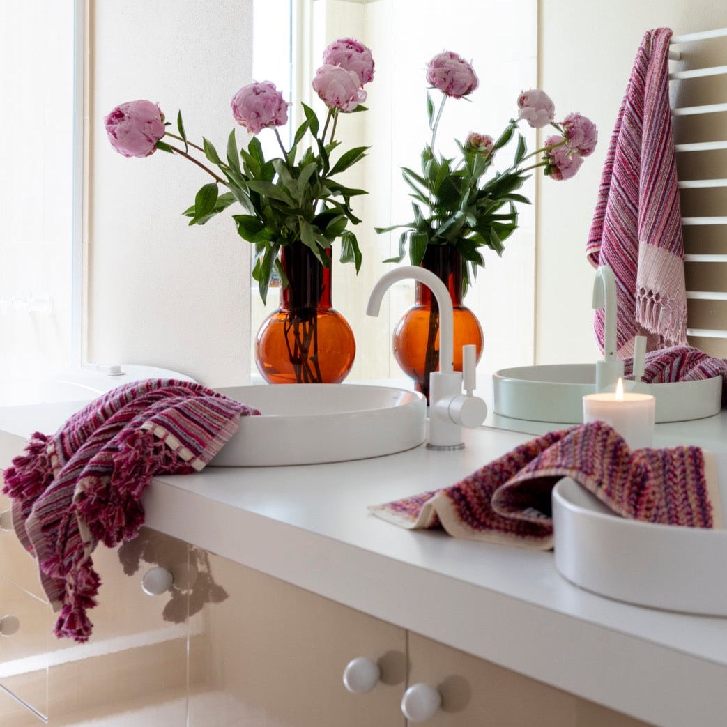 Medium Bath Mat, Pomegranate Stripe