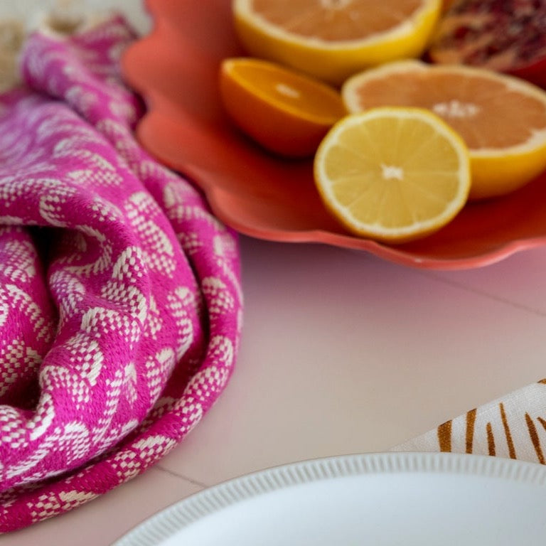 Kitchen Towel, Raspberry Waves