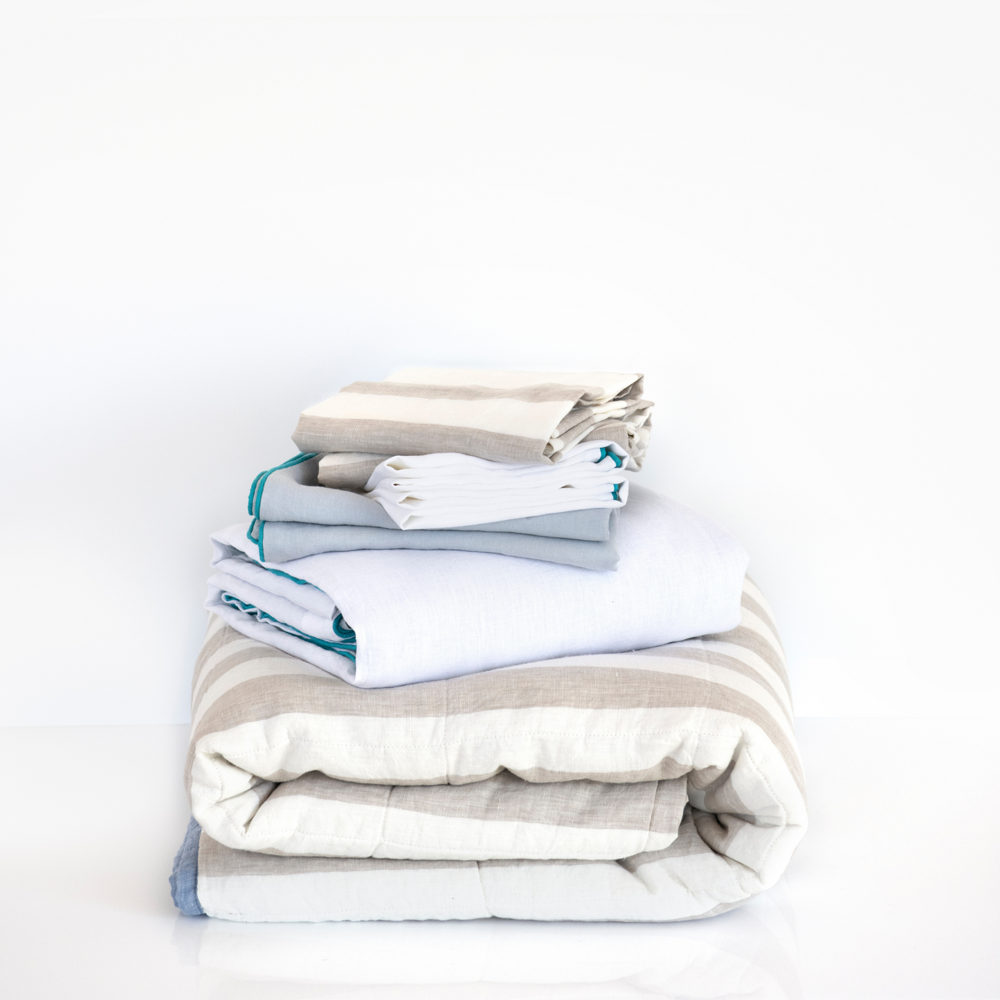 100% Linen Pillowcase Set (of two), Mist (Turquoise)