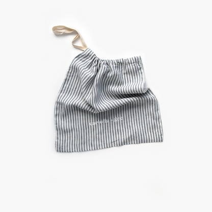 100% Linen Duvet Cover in Aqua & Grey Stripe