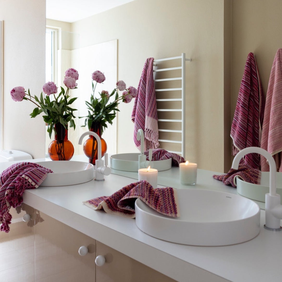Medium Bath Towel, Pomegranate Stripe