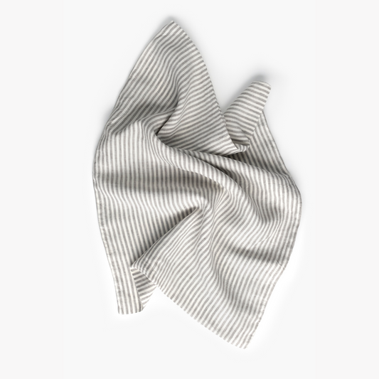 100% Linen Pillowcase Set (of two), Grey Stripe