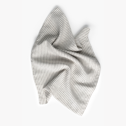 100% Linen Duvet Cover in Aqua & Grey Stripe